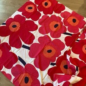 Twin Marimekko Bold Red and Orange Floral Duvet Cover
